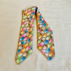 Vintage Colorful Psychedelic Print Head Scarf Cathy 1000 Oaks 60s 70s 36.5”